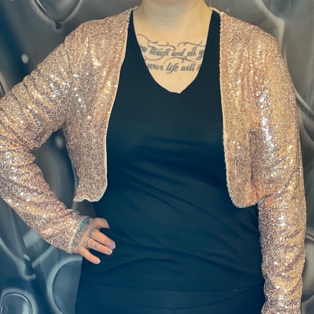 Rose gold sequin cardigan